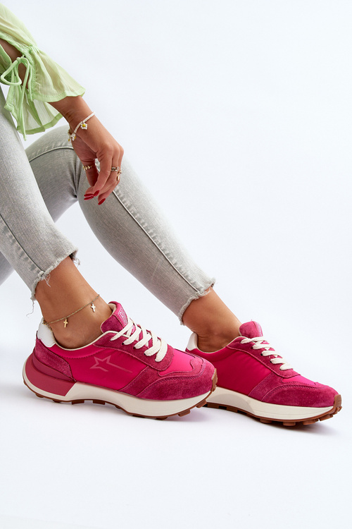ななな Sneakersy Damskie Skórzane Big Star NN274961 Fuksja