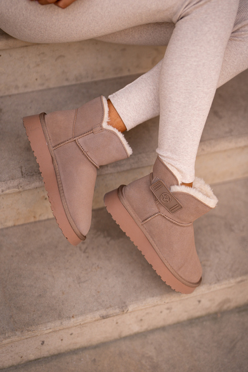 Skórzane Zamszowe Śniegowce Z Futerkiem Vinceza 97951 Beżowe