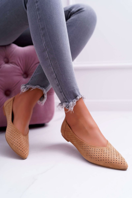 Baleriny Damskie Lu Boo Ażurowe Camel Dessert