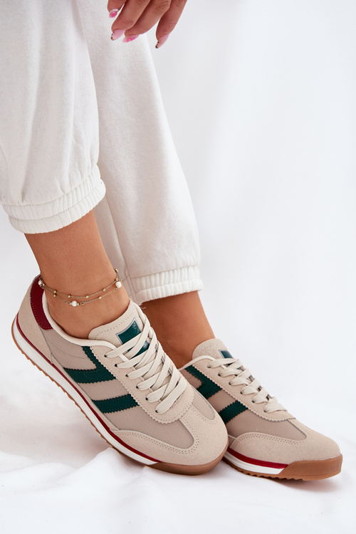 Niskie Sneakersy Damskie Ciemnobeżowe Rulaana