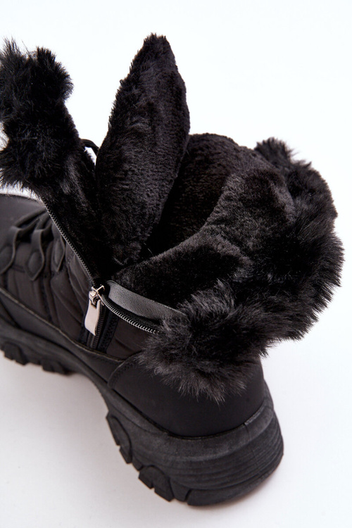 Damskie Śniegowce Z Futerkiem Na Suwak Czarne Vittora