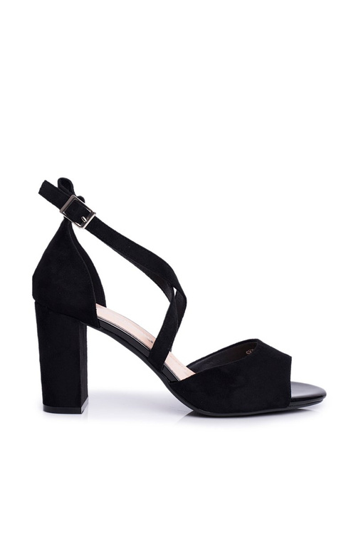 Sandały Damskie Na Słupku Sergio Leone Czarne SK865