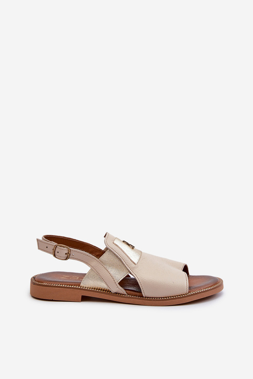 Zazoo 40385 Damskie Skórzane Sandały Beżowe