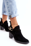 Damskie Zamszowe Botki Na Obcasie Maciejka 06247-01 Czarne