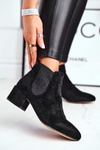 Botki Damskie Na Niskim Słupku Czarne Tersavolle