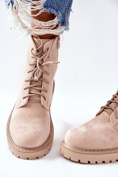 Botki Zamszowe Zamek Beżowe Belados