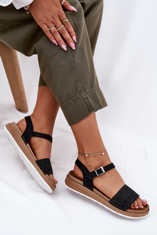 Sandały Damskie Z Plecionką Na Pasku Inblu GS000050 Czarne