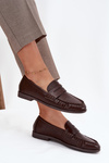 Półbuty Loafersy Damskie Z Eko Skóry Brązowe Lilith