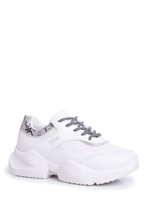 Sportowe Damskie Buty Wężowe Białe Giselle