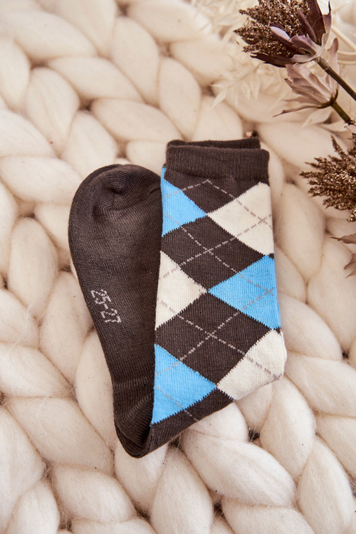 Młodzieżowe Wysokie Skarpety W Kratę 5-Pak Multikolor