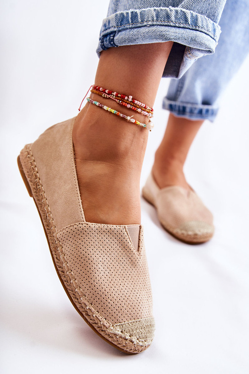 Wsuwane Damskie Zamszowe Espadryle Beżowe Corry