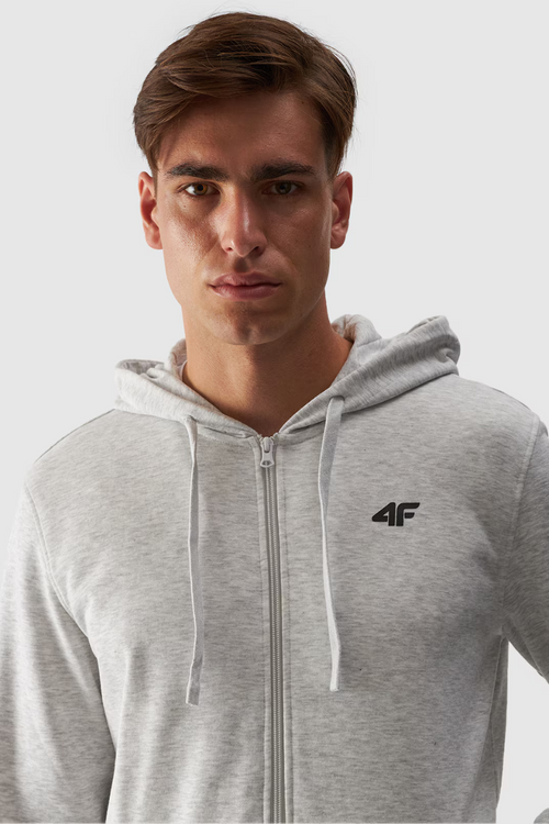 Męska Bluza Dresowa Na Zamek Z Kapturem 4FWMM00TSWSM1466-27M Szara