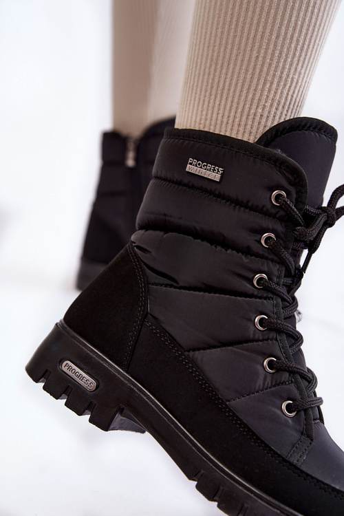 Damskie Ocieplane Śniegowce Progress PROGJ-21-14 Czarne