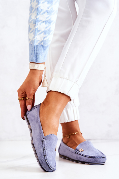 Damskie Zamszowe Mokasyny Niebieskie Madelyn