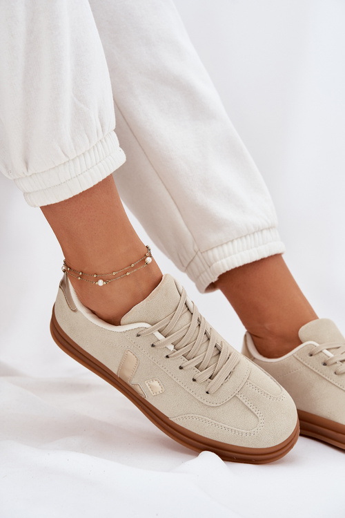 Sneakersy Damskie Eko Zamszowe Beżowe Micca