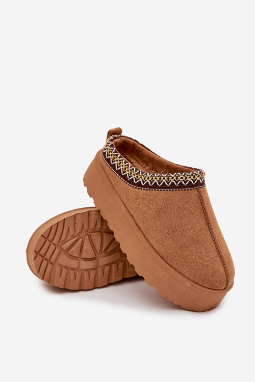 Śniegowce Dziecięce Młodzieżowe Z Haftem Na Platformie Camel Jolisse