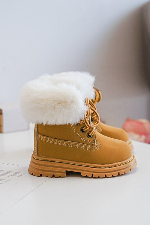 Dziecięce Trapery Botki Na Suwak z Futerkiem Camel Gerande