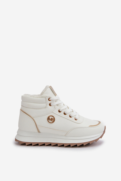 Botki Buty Sportowe Damskie Ocieplane Na Platformie Białe Ariatte