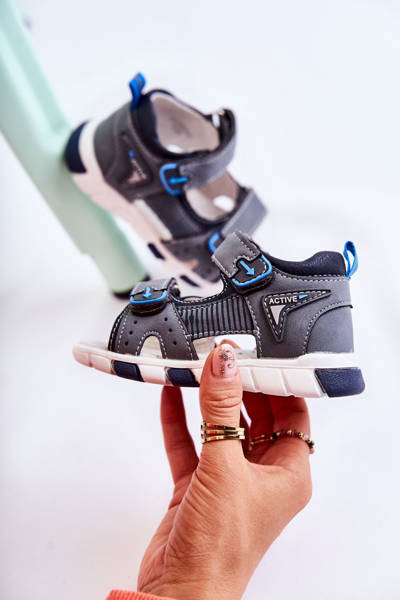 Dziecięce Wygodne Sandałki Ciemnoszare Samell