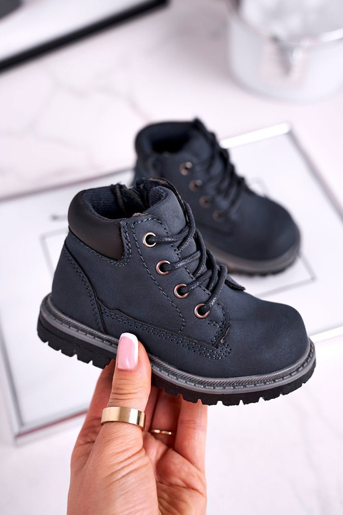 Dziecięce chłopięce trapery botki granatowe Moa