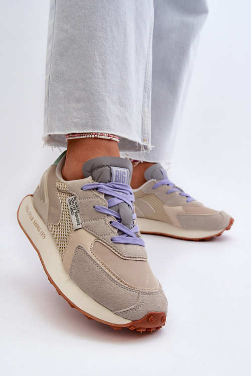 Sneakersy Damskie Na Platformie Memory Foam System Big Star NN274681 Beżowe