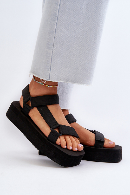 Sandały Damskie Na Platformie Czarne Edireda