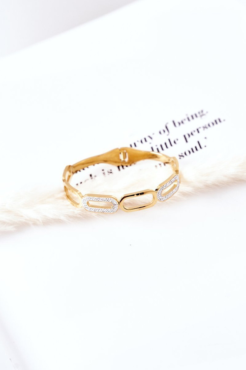 Bransoletka Stalowa Z Cyrkoniami Złota