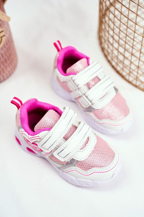 Sportowe Buty Dziecięce Świecące Na Rzepy Białe Scarlet