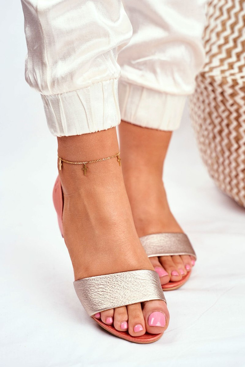 Skórzane Sandały Maciejka 1971-48 Brzoskwiniowe