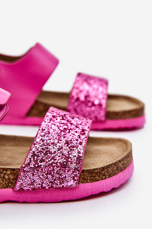 Skórzane Dziecięce Sandałki Big Star LL374135 Różowe