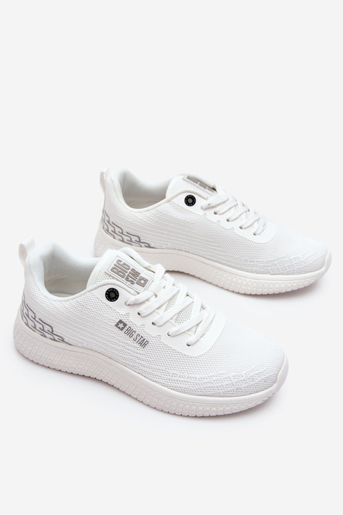 Damskie Siateczkowe Buty Sportowe Memory Foam System Big Star LL274664 Białe