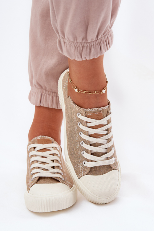 Materiałowe Trampki Damskie Big Star RR274795 Beżowe