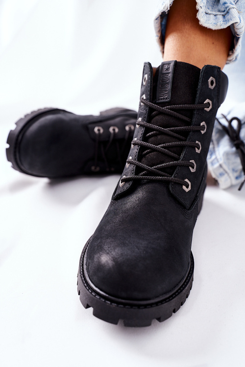 Damskie Skórzane Trapery Big Star II274446 Czarne