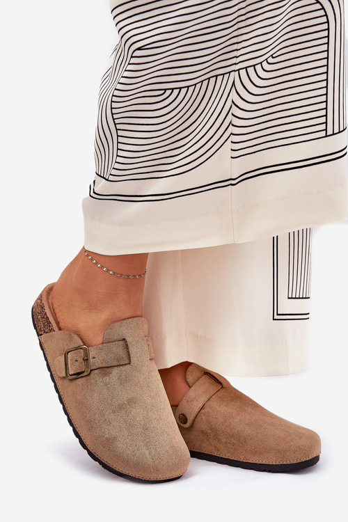 Klapki Chodaki Damskie i Na Platformie Z Klamrą Khaki Selio