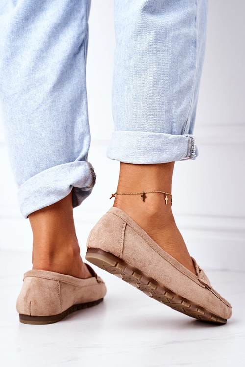 Damskie Zamszowe Mokasyny Jasny Brąz Downtown