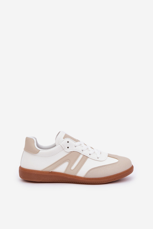Niskie Sneakersy Damskie Z Eko Skóry Biało-Beżowe Navidemi