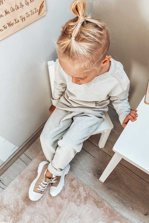 Dziecięce Trampki Na Platformie Beżowe Travel Time