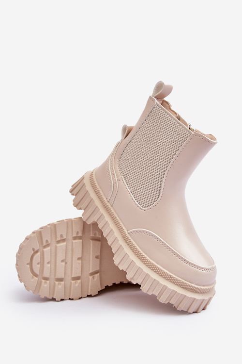 Botki Dziecięce Na Suwak Ocieplane Beżowe Jolynn