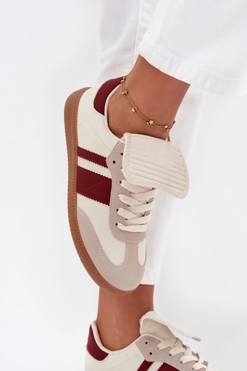 Niskie Sneakersy Damskie Z Wywiniętym Językiem Bordowe Ardira