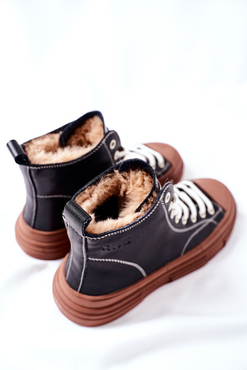 Damskie Ocieplane Trampki GOE Wysokie II2N4033 Czarne