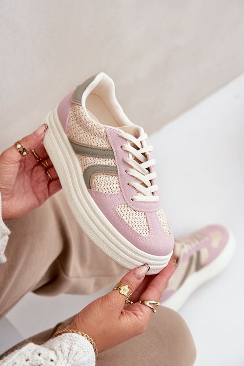 Sneakersy Damskie Z Plecionką Na Platformie Multikolor Lesida