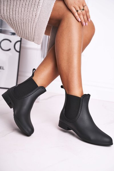 Czarne Damskie Matowe Kalosze Sztyblety Answear