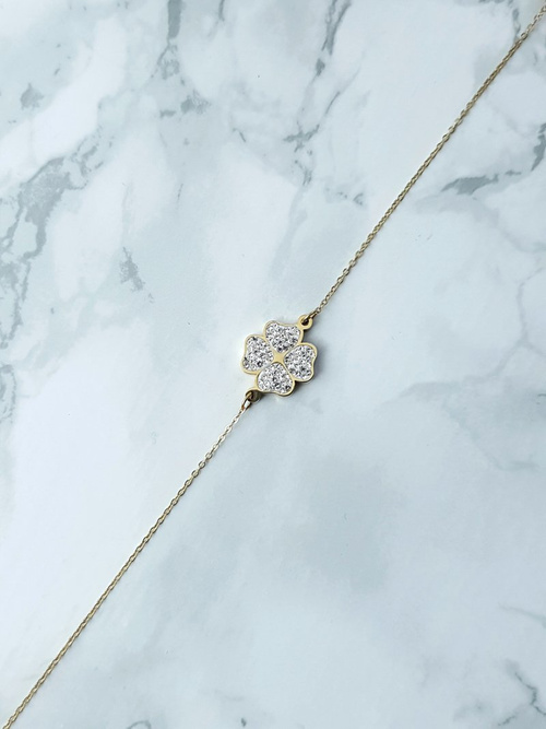 Damska Bransoleta Na Łańcuszku Koniczynka Złota Selene