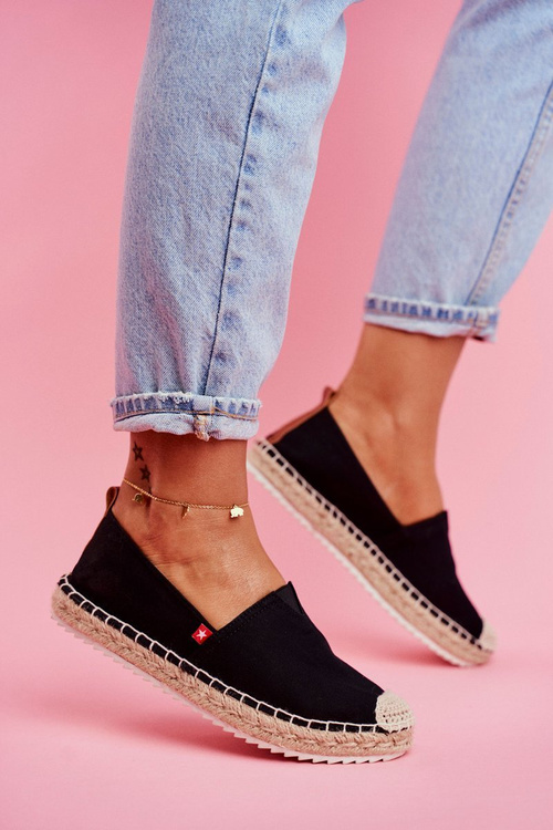 Espadryle Damskie Pleciona Podeszwa Czarne Big Star FF274A498