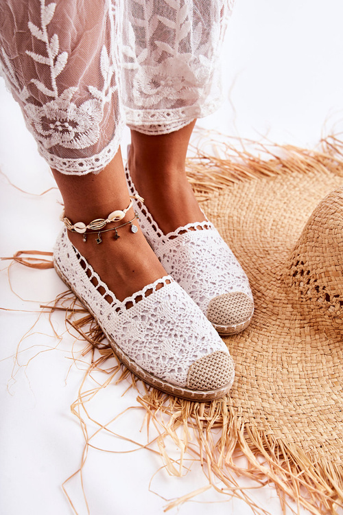 Damskie Ażurowe Espadryle Wsuwane Białe Letisa