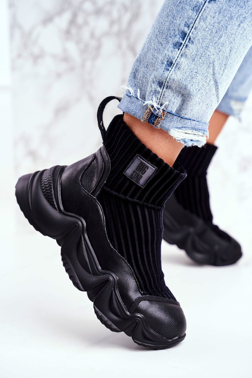 Damskie Buty Sportowe Wysokie Big Star Czarne GG274607