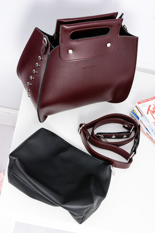 Duży Damski Bordowy Kuferek Torebka Na Ramię Do Ręki