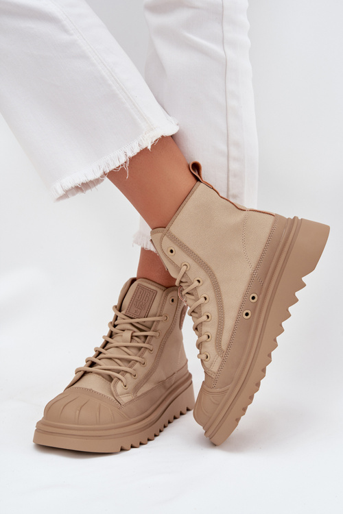 Wysokie Trampki Damskie Ocieplane Big Star OO274A356 Beżowe