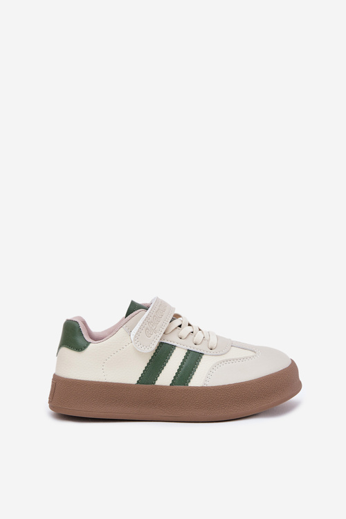 Sneakersy Dziecięce Na Platformie Beżowo-Zielone Sopiaella