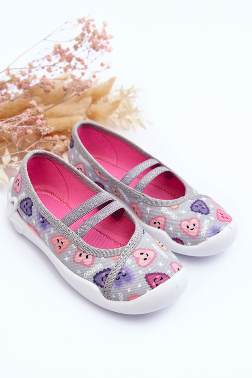 Papcie Baleriny Serca Befado 116X319 Szaro-Różowe